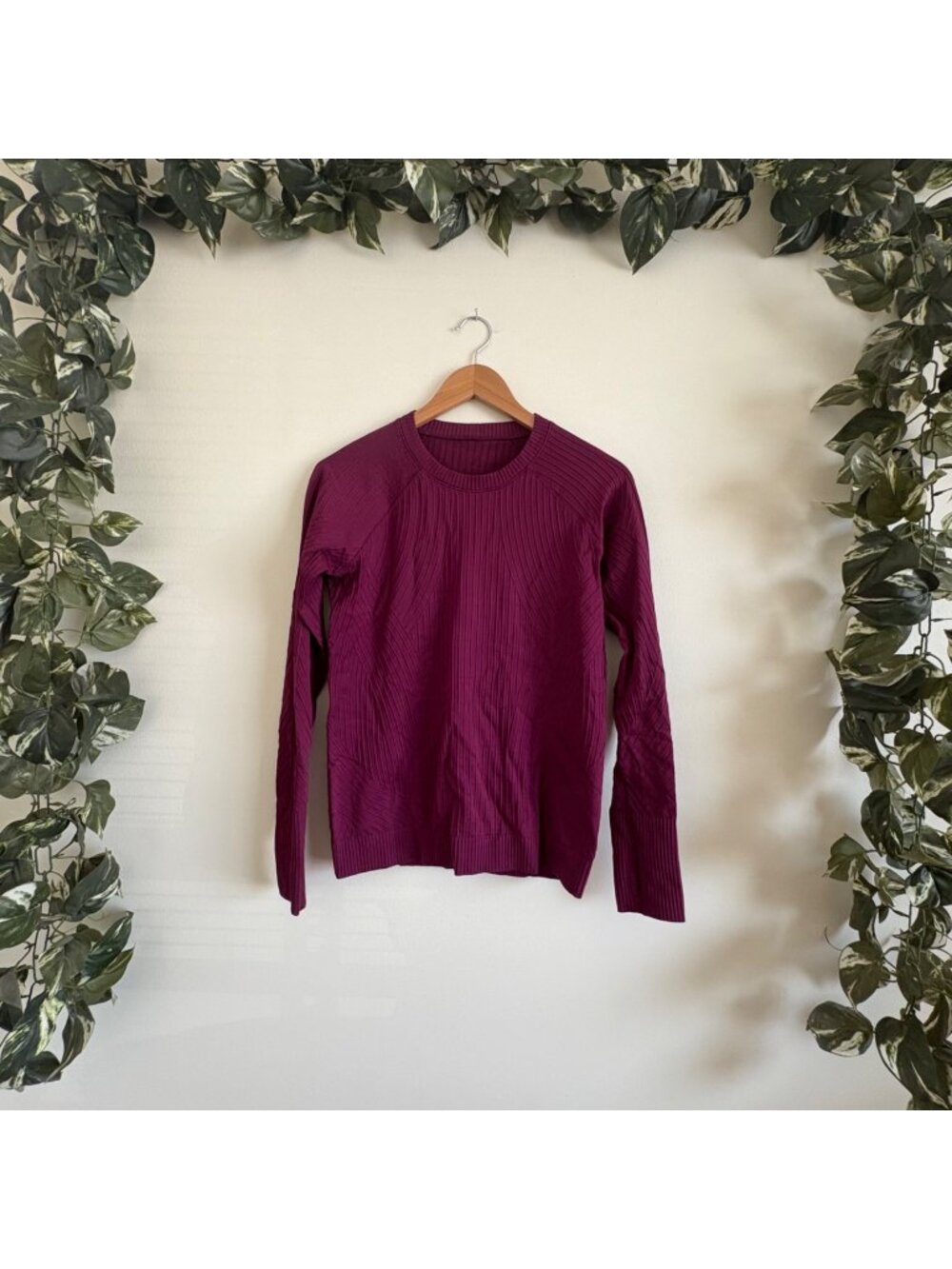 Lululemon Athletic Rest Less Pullover Ribbed Long Sleeve Top Magenta Size 6